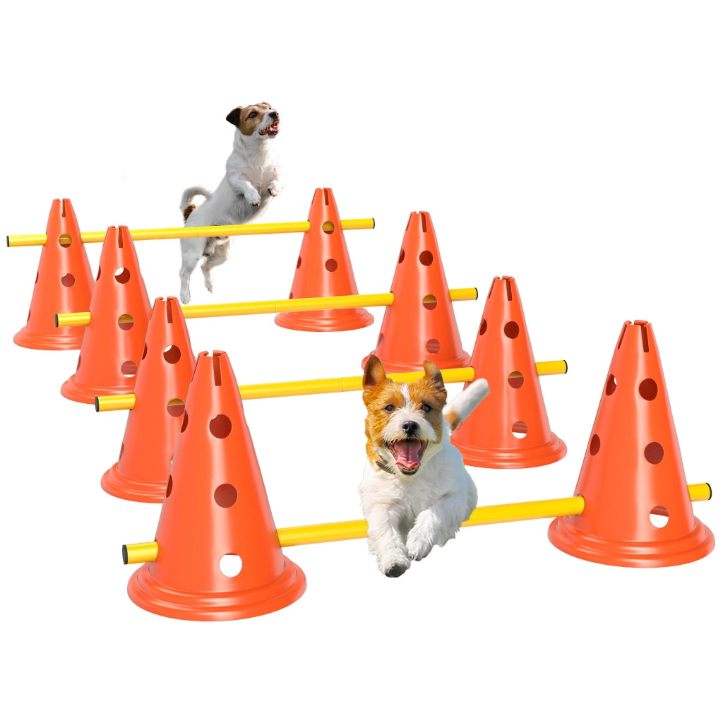 Set di Agilit¨¤ per Cani con 8 Coni e 8 Barriere ¨C Zephmum ¨C Verde
