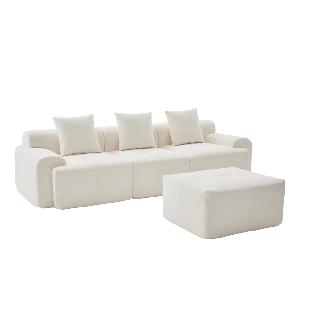 Divano angolare modulare 3 posti - con seduta in memory foam e rivestimento in tessuto - avorio