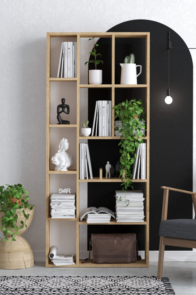 Libreria in legno "Demios" - 75 x 18 x 170 cm - Rovere Zaffiro