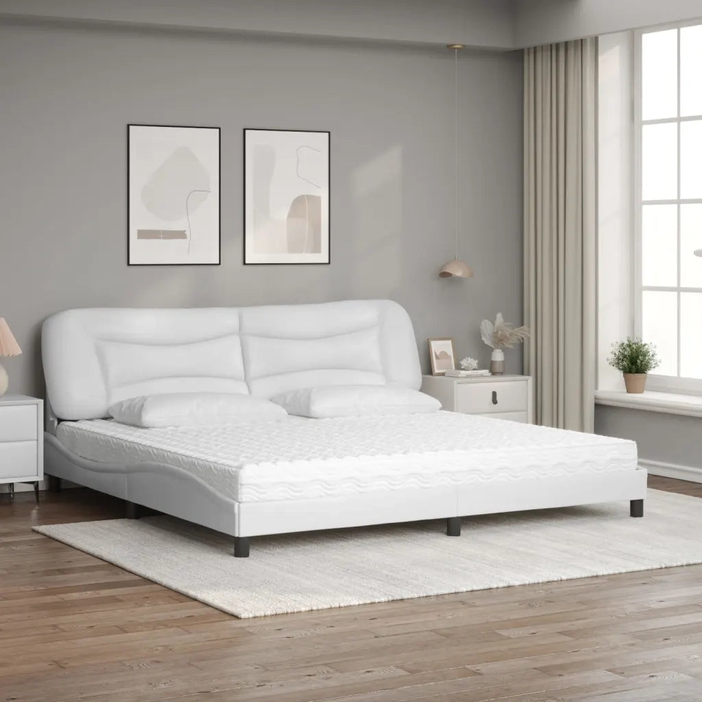 Letto con Materasso Hvar Bianco 200x200cm in Similpelle 3208746