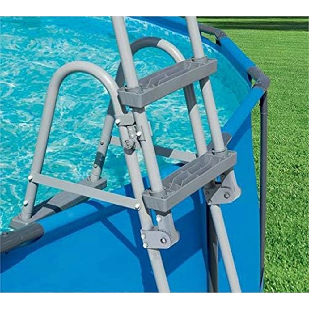 Trade Shop - Scaletta Di Sicurezza Per Piscine 122cm Con Gradini In Plastica Telaio In Metallo 58331 -