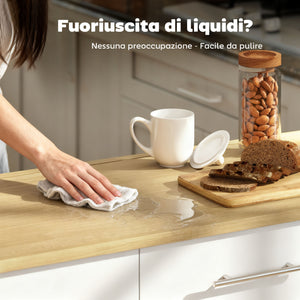 Isola per Cucina 129x65x91 cm a 5 Ruote con Portasciugamani 2 Cassetti 4 Ripiani e Armadietto in Legno Bianco