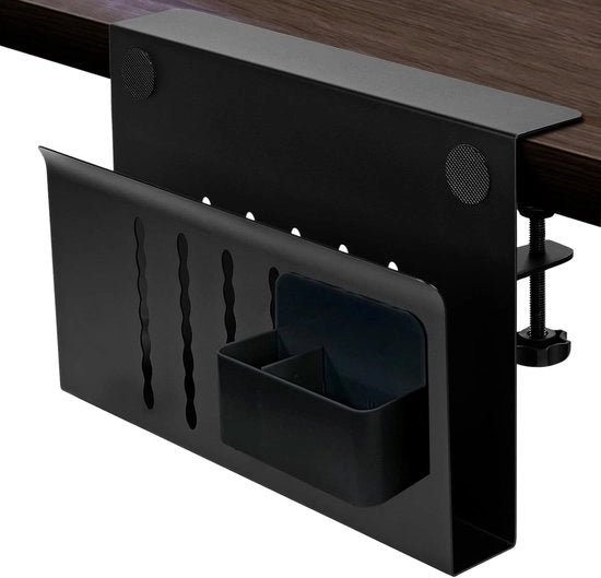 Opzione di stoccaggio laterale del tavolo, cassettiera regolabile sotto il tavolo senza perforazione, supporto per laptop sotto il tavolo, opzione di stoccaggio laterale spazievendente per ufficio e casa - nero
