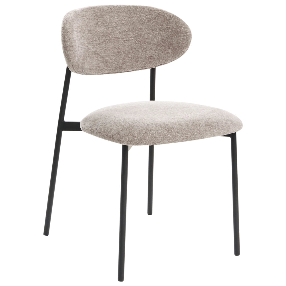 Set di 2 sedie da pranzo imbottite senza braccioli tortora base in metallo design moderno