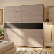 Armadio Camera da Letto Nalika, Guardaroba 2 Ante 2 Ripiani, 200x204h cm Marrone Rovere
