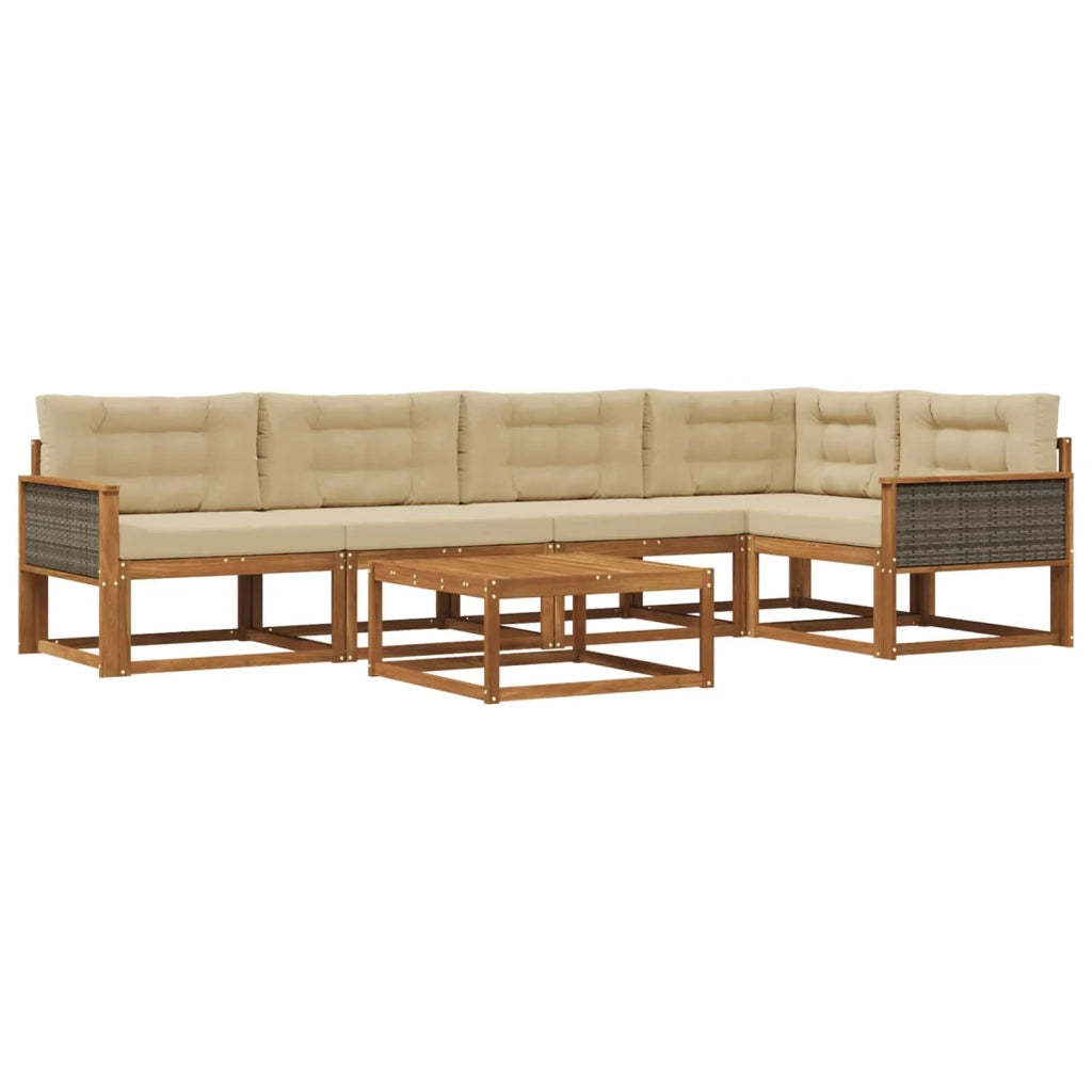 Set di divani da esterno con cuscino 6 pcs Naturale e Beige 3382581