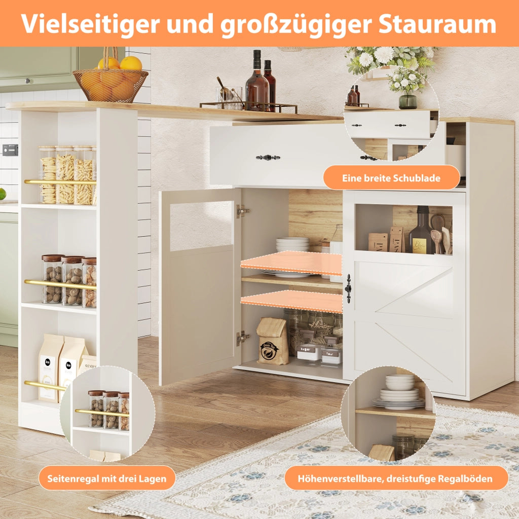 TAVOLO BAR Girevole 138-204 x 39 x 104 cm MDF Bianco