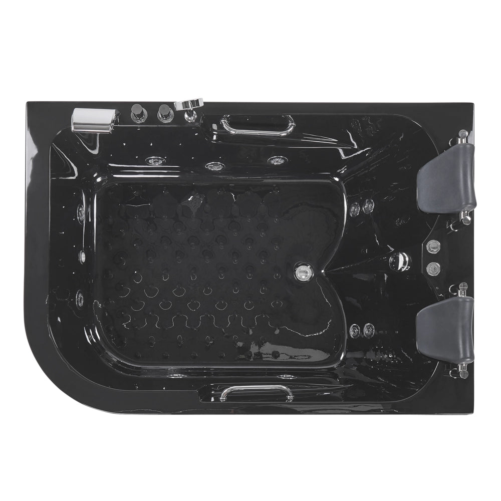 Vasca Idromassaggio Acrilico Nero 170 x 119 cm Luci LED Subacquee versione sinistra Curva Doppio Idromassaggio