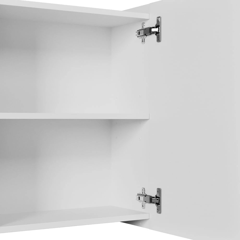 Specchio contenitore bagno Fynn, Bianco, 62 x 64 cm, per montaggio a parete con ripiani aperti