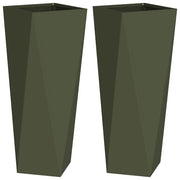 2 pz Fioriera | Cassetta per fiori | Vaso Verde oliva 30 x 30 x 75 cm Acciaio