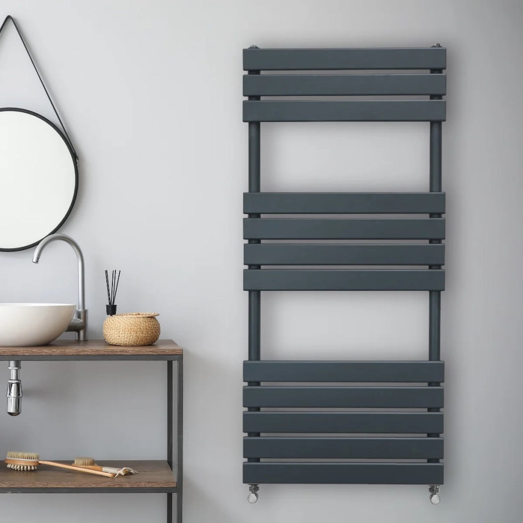 Radiatore per asciugamani design a pannello piatto 1200 x 500 mm per bagno ad incasso Grigio Antracite