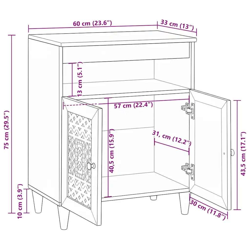 vidaXL Credenza Bianco 33.5 x 60 x 75 cm