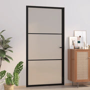 Porta Interna 102,5x201,5 cm Nero Opaco in Vetro e Alluminio 350555