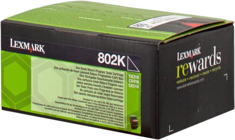 ORIGINAL Lexmark toner nero 802K 80C20K0 ~1000 Seiten cartuccia di stampa riutilizzabile