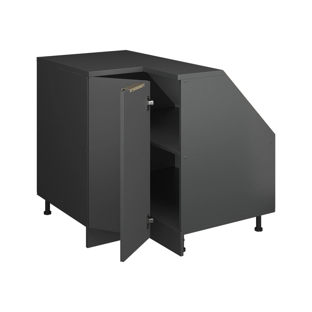 Mobile cucina angolare per sottotetto R-Line Antracite-oro/Antracite 75.6 cm con 1 porta, carcassa dell’armadio profondità 60 cm Vicco