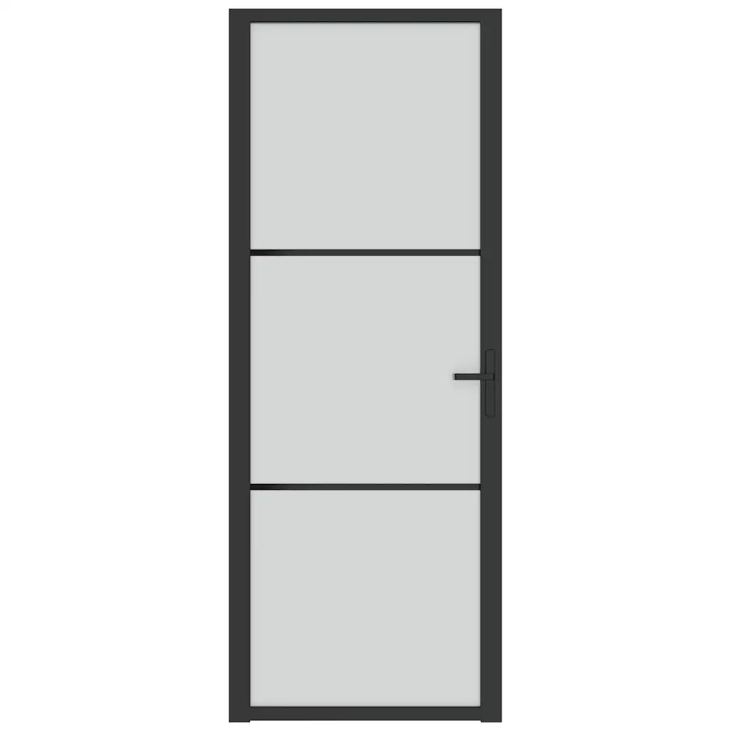 Porta Interna 76x201,5 cm Nero Opaco Vetro e Alluminio cod mxl 64560