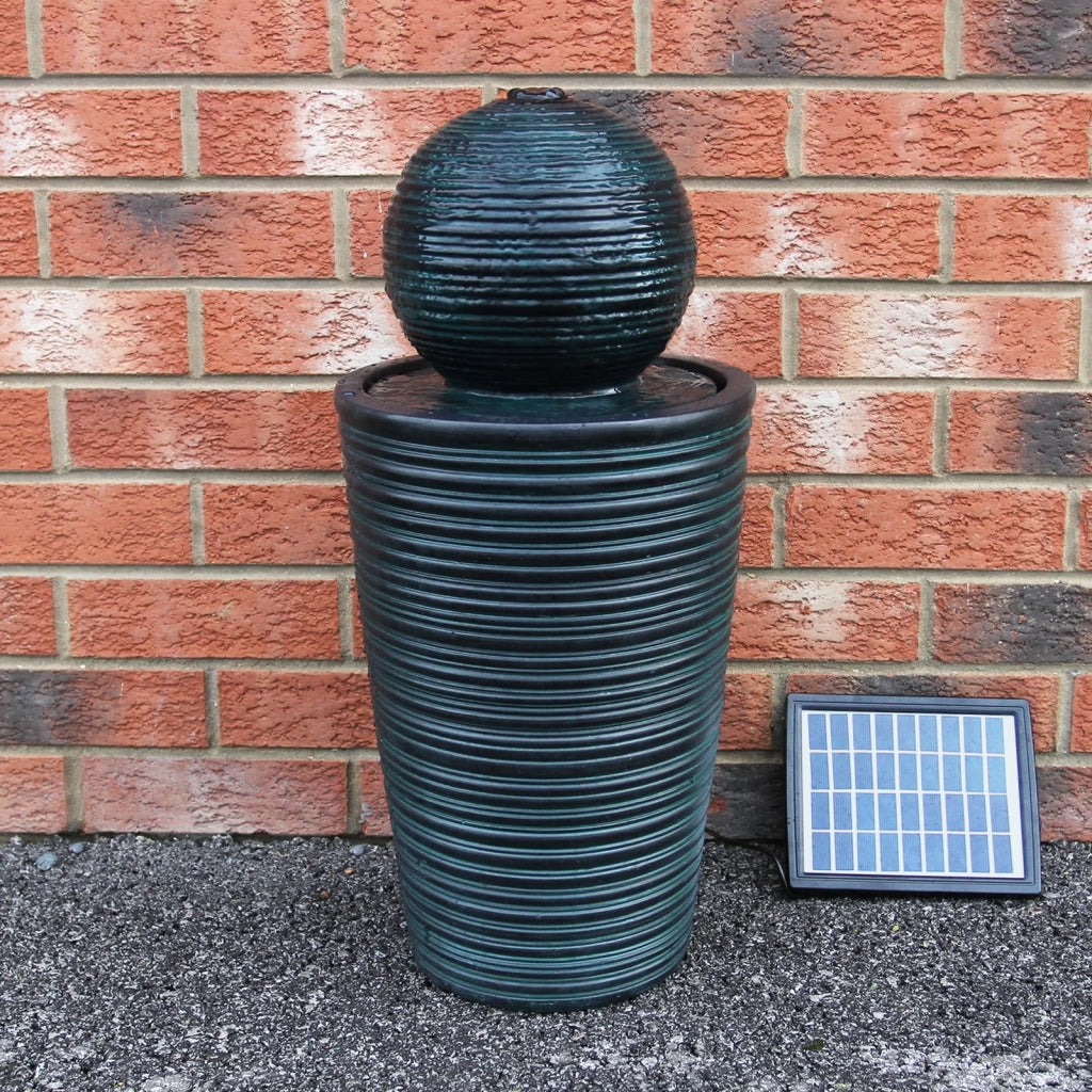 MonsterShop - Fontana Solare a Sfera da Giardino con Batteria di Supporto da 6 Ore Fontanella con Pannello Solare e Picchetto