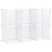 Scarpiera Modulare 94,5x32x162 cm 6 Cubi in Plastica e Acciaio Trasparente