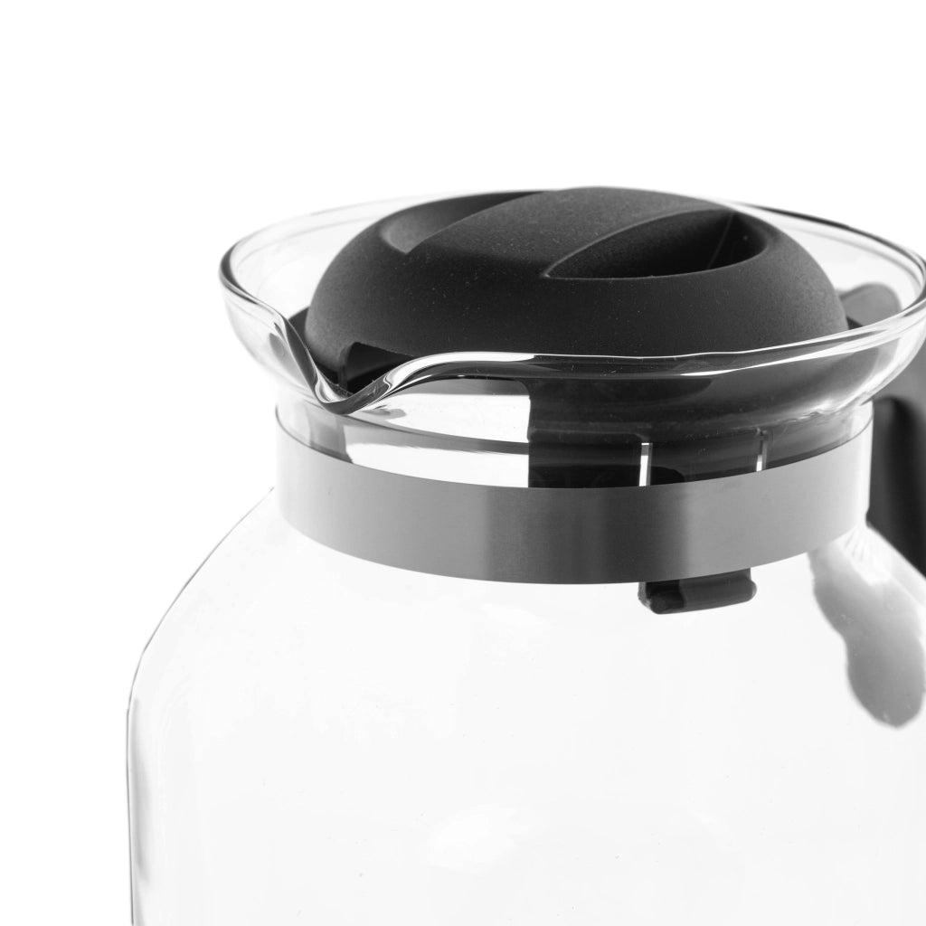 KADAX Brocca in vetro per tè e caffè da 1,5 l, resistente al calore, con coperchio, colore nero.
