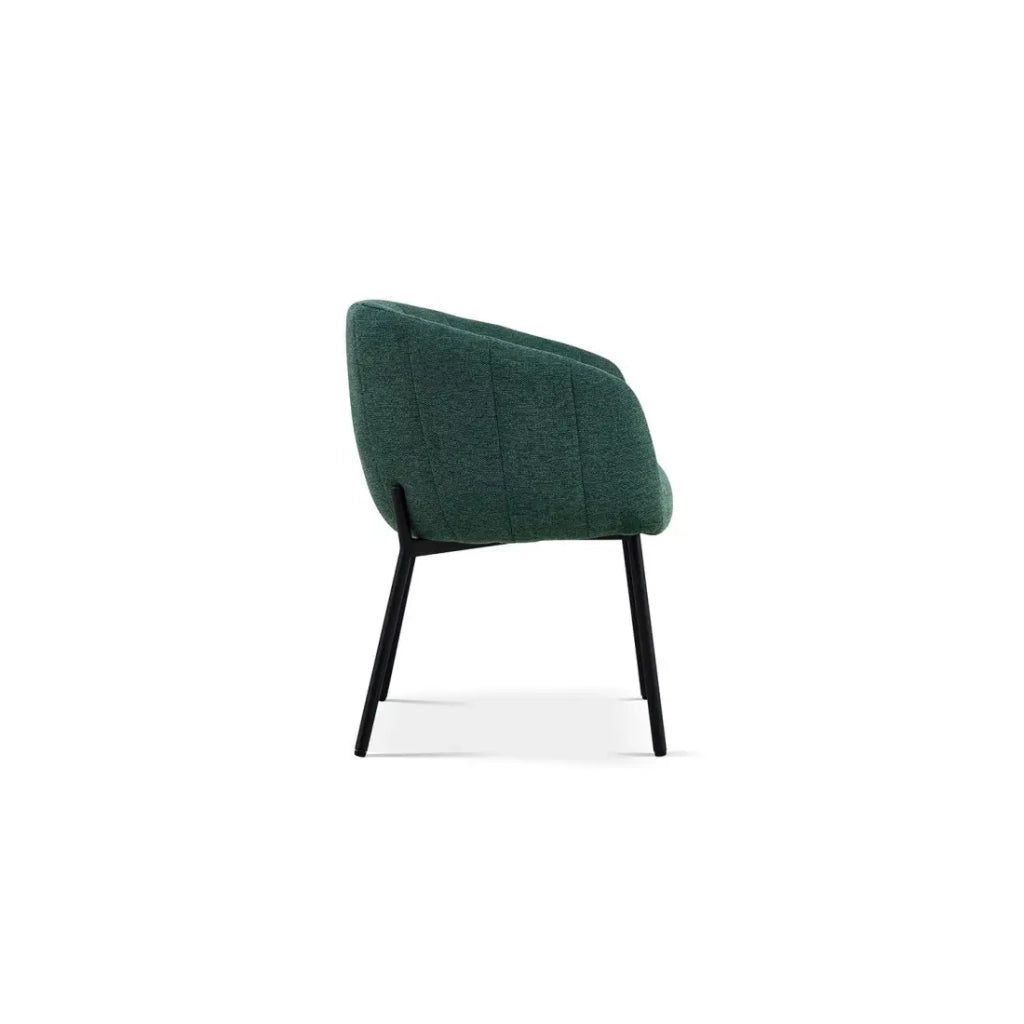Sedia SEVILLA – Tessuto verde – Piedi in metallo nero – H79 x L57 x P62 cm