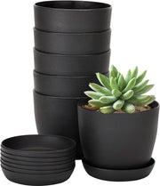 Vasi di Plastica per Fiori per Interno ed Esterno - Ideali per la Camera dei Bambini - 8 Pezzi - Nero - 10 cm