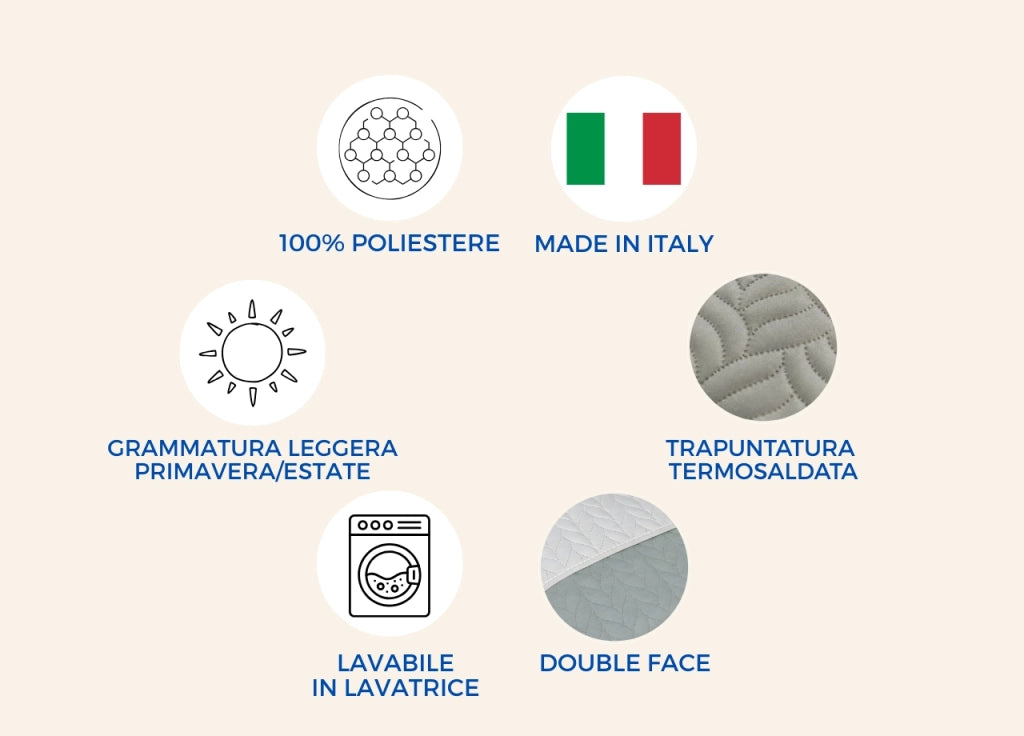 Copriletto Trapuntato Estivo Bicolor Double Face Tinta Unita Modello Life - Piazza E Mezza - Grigio
