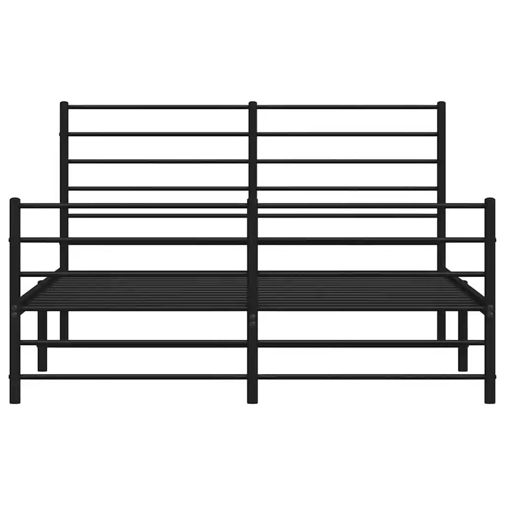 Giroletto con Testiera e Pediera Metallo Nero 140x200 cm 352338