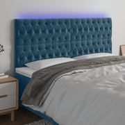 Testiera a LED Blu Scuro 200x7x118/128 cm in Velluto