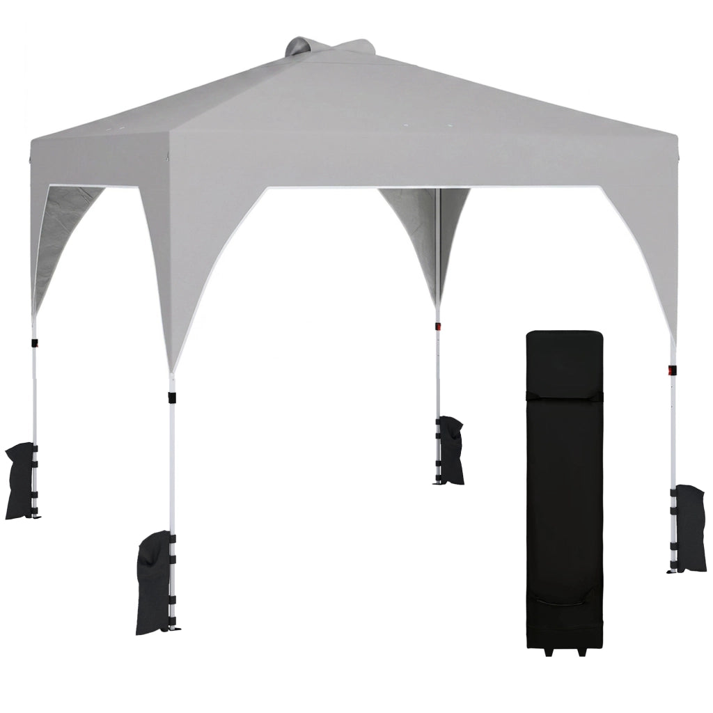 Tenda da giardino pieghevole 3x3 m ¨C zephmum ¨C grigio con sacchi di sabbia e ruote