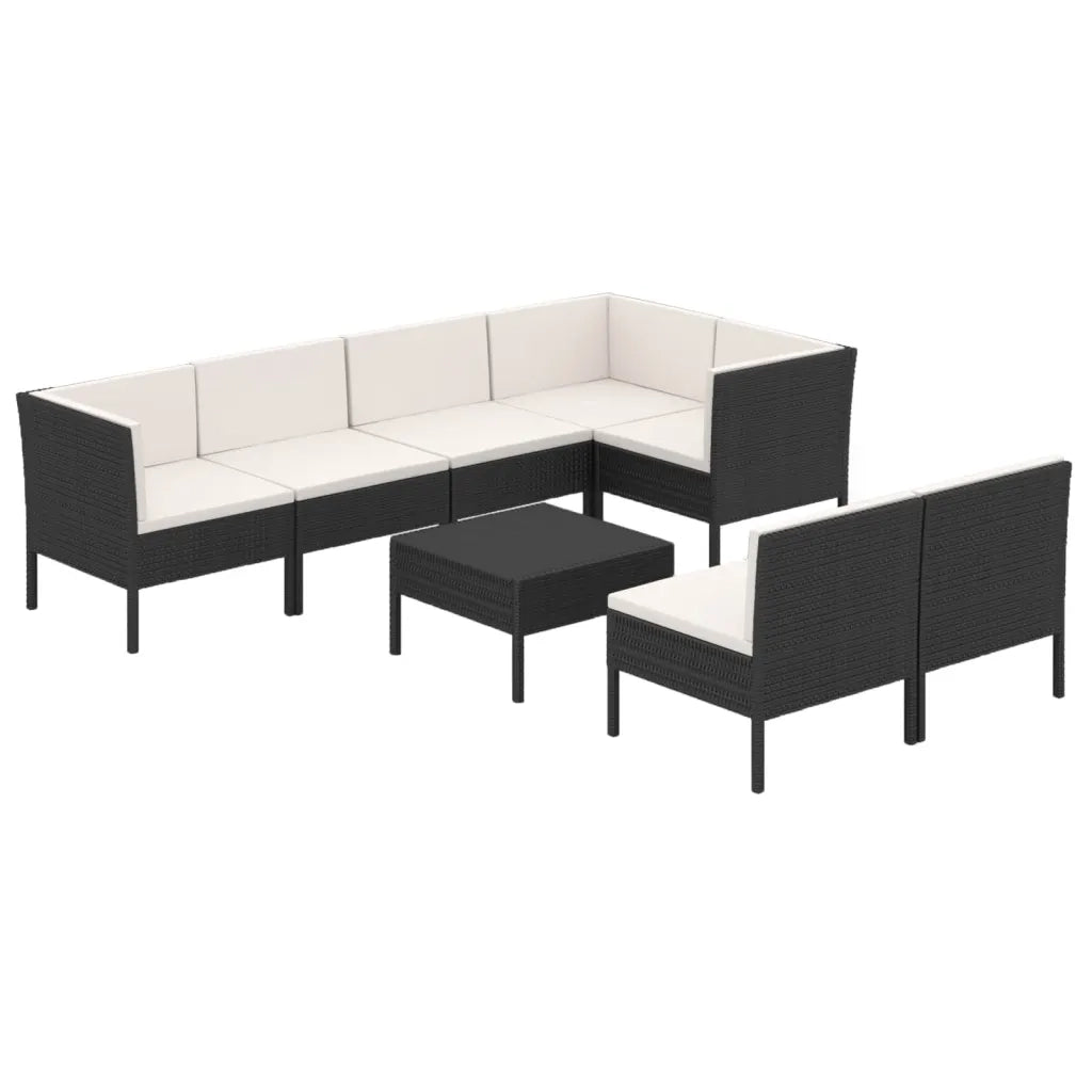 Set Divani da Giardino 8 pz con Cuscini in Polyrattan Nero cod mxl 38351