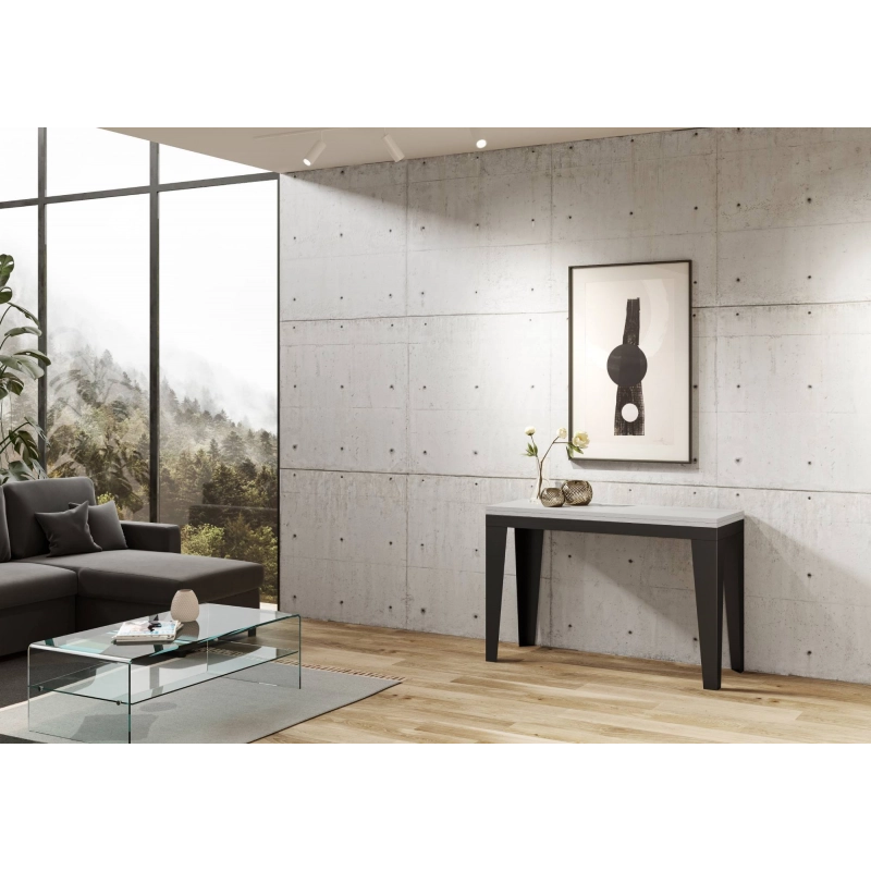 Tavolo apribile 120/200x45/90 cm Flame Double telaio Antracite - Bianco Frassino