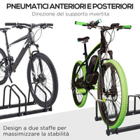 Rastrelliera Porta Biciclette 4 Posti 110x33x27 cm in Acciaio Nero