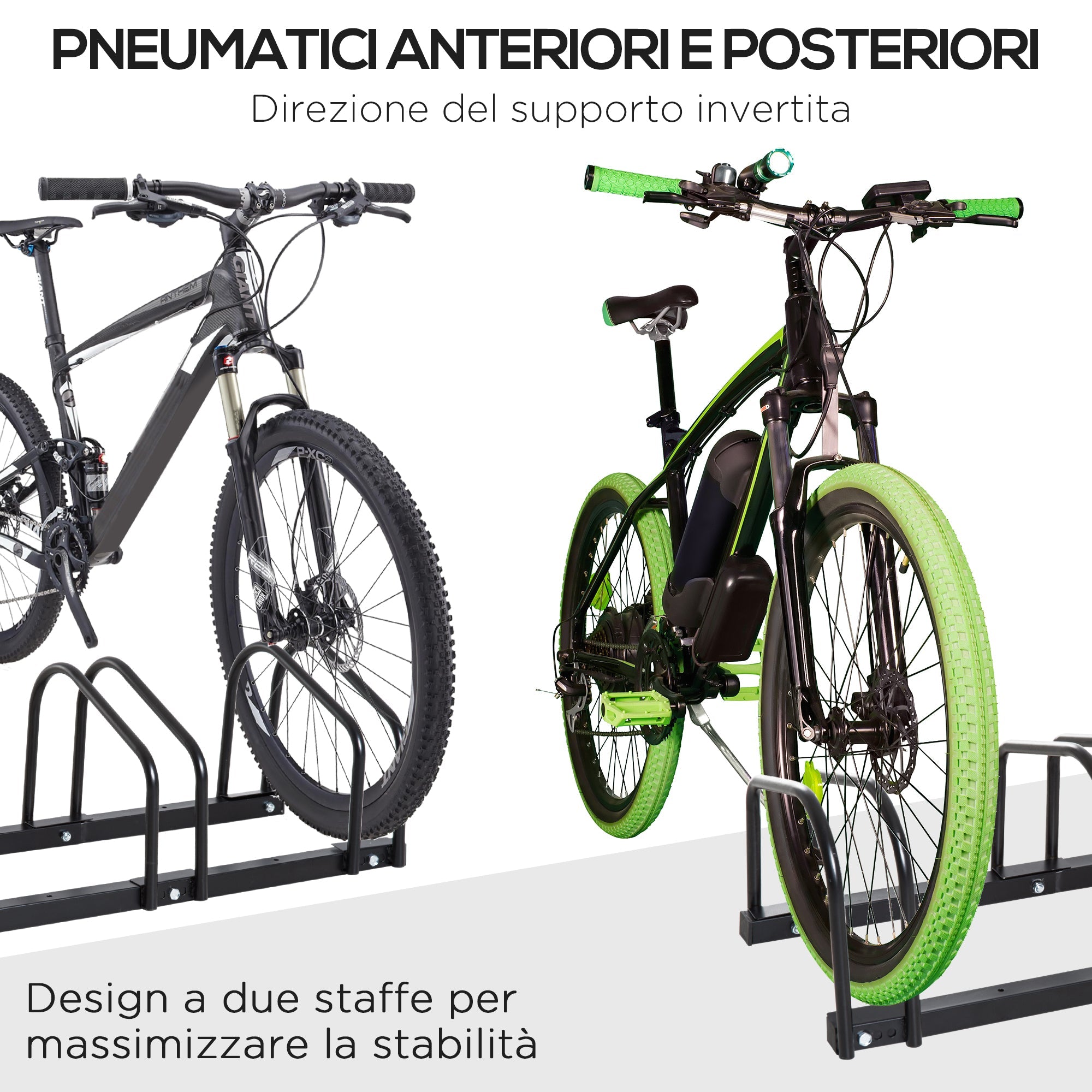 Rastrelliera Porta Biciclette 4 Posti 110x33x27 cm in Acciaio Nero