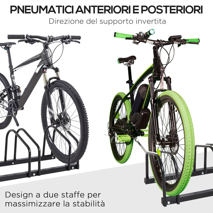 Rastrelliera Porta Biciclette 4 Posti 110x33x27 cm in Acciaio Nero