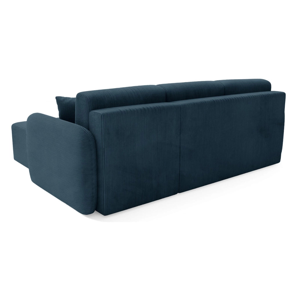 Ranco, Divano Letto con Penisola Contenitore, 245x185 cm blu