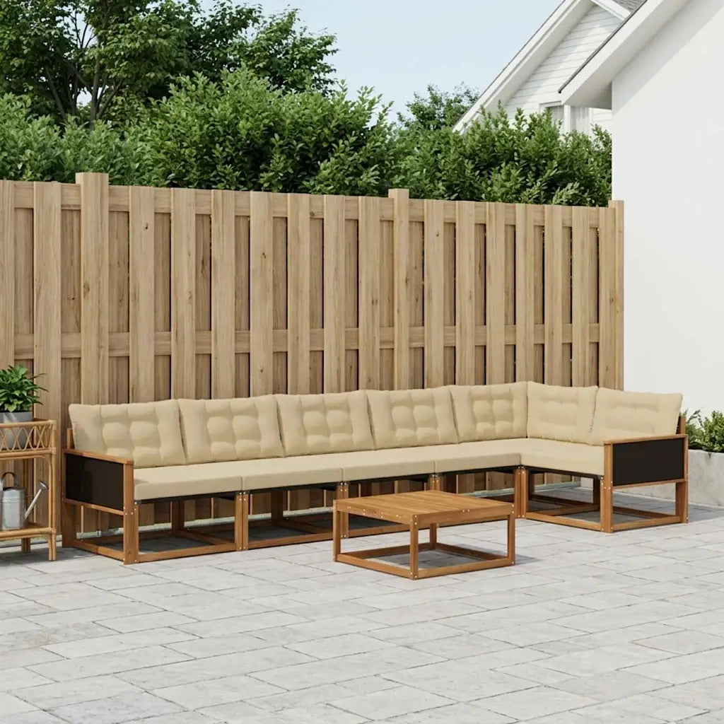 Set di divani da esterno con cuscino 7 pcs Naturale e Beige 3381465