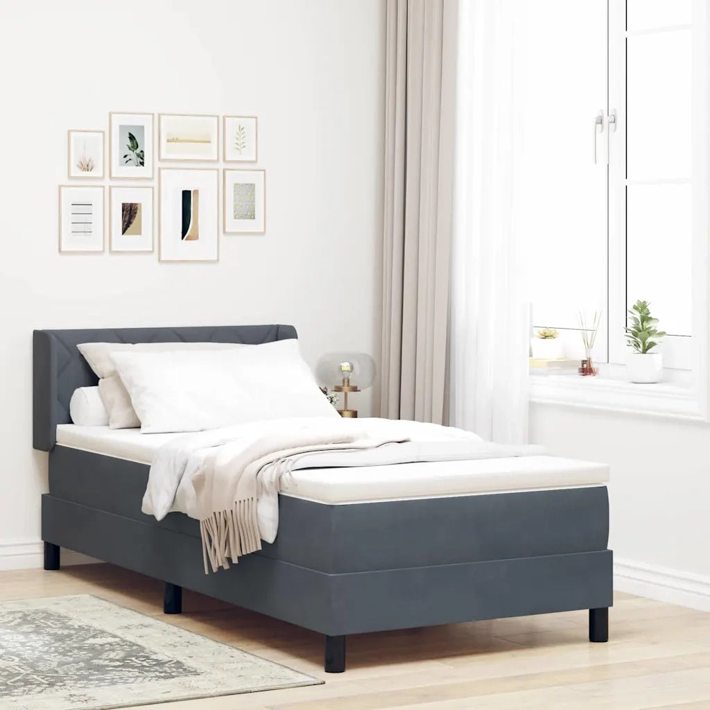 Letto a molle con testiera Grigio scuro 200 x 100 cm Poliestere