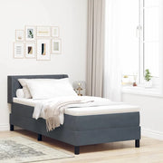 Letto a molle con testiera Grigio scuro 200 x 100 cm Poliestere