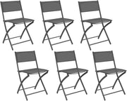 Set di 6 sedie da giardino pieghevoli BASTIA in metallo e textilene, grigio antracite