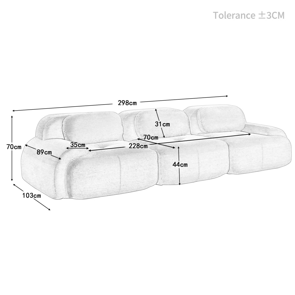 Divano angolare modulare senza montaggio in tessuto effetto velluto con braccioli ergonomici e base antiscivolo marrone