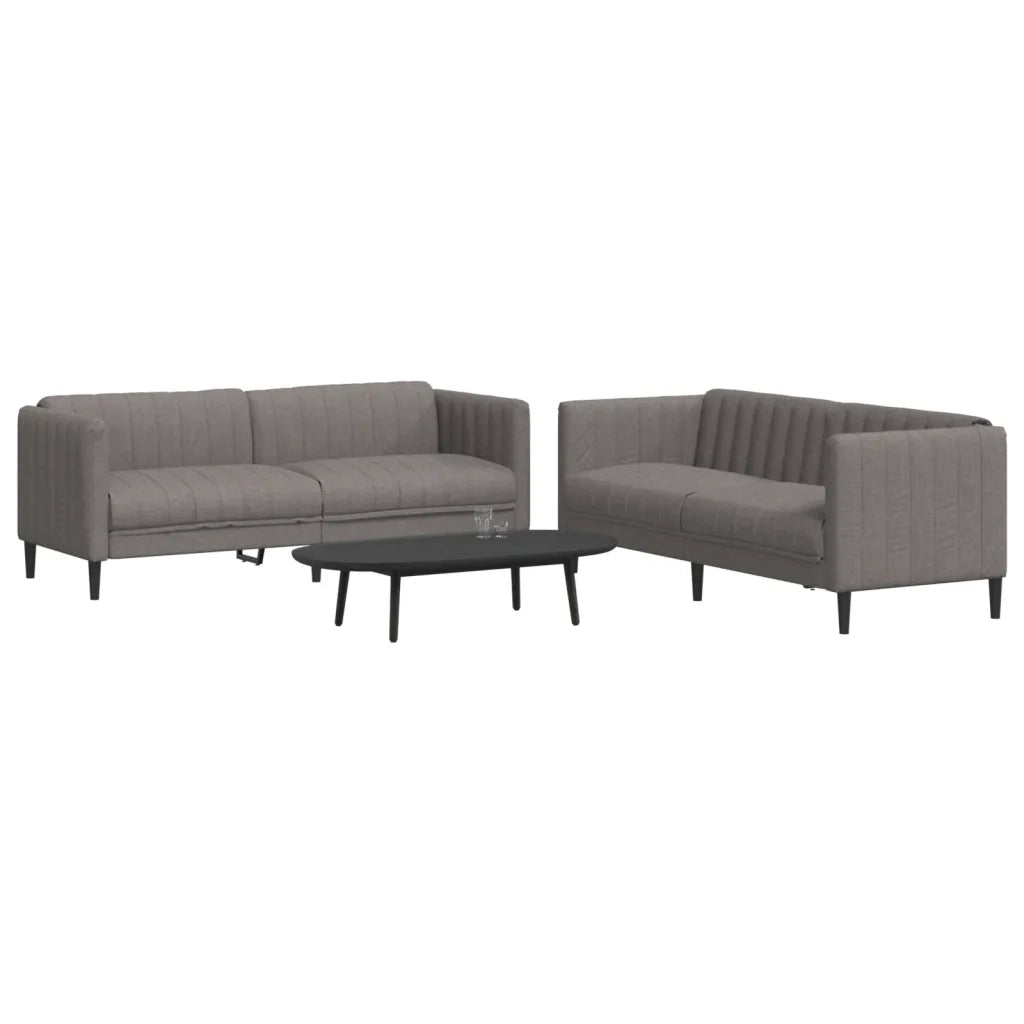 Set di Divani 2 pz Tortora in Tessuto 3209243