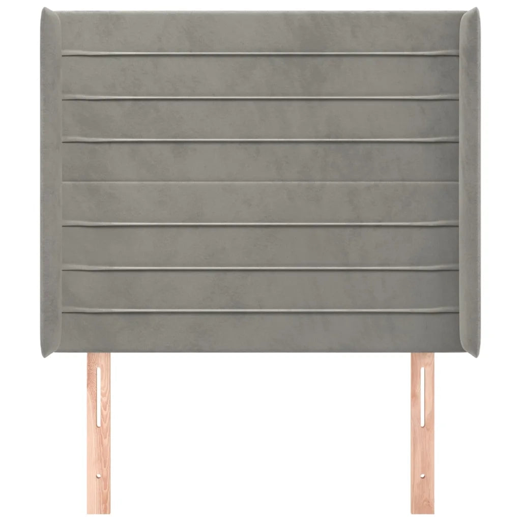 Testiera | Testata ad Orecchio Grigio Chiaro 83x16x118/128 cm in Velluto