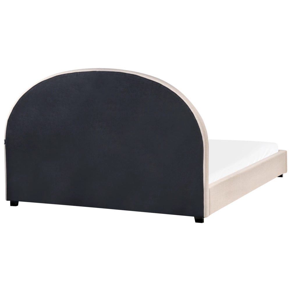 Letto ad acqua dal design minimalista e retrò in tessuto di poliestere beige chiaro 160 x 200 cm