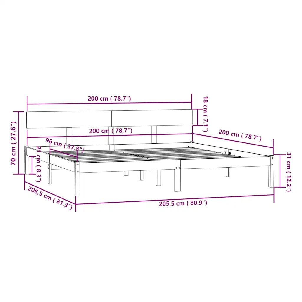 Giroletto senza Materasso in Legno Massello 200x200 cm 810167