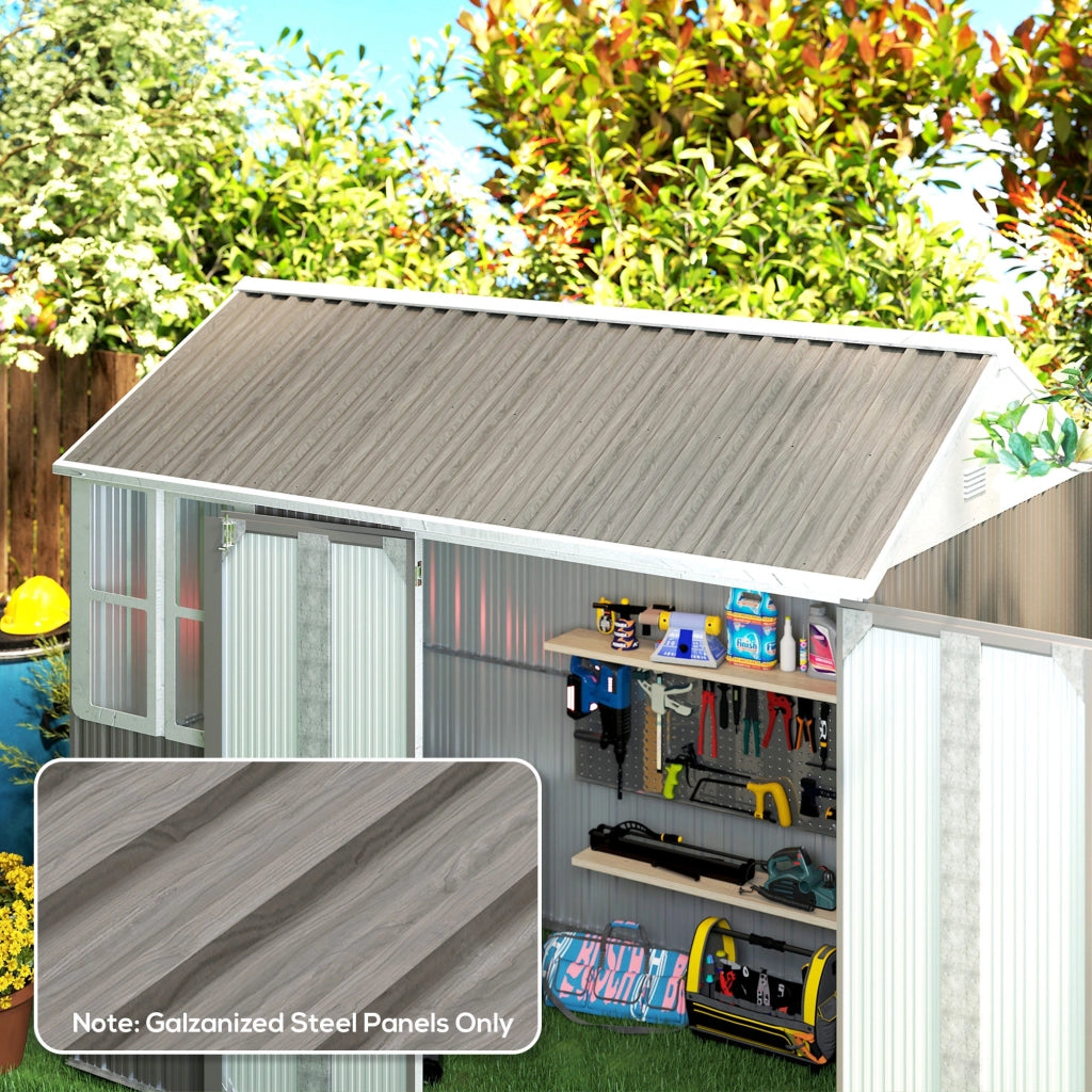 Set 12 Pannelli di Ricambio 129x45 cm per Casette da Giardino in Acciaio Zincato Grigio