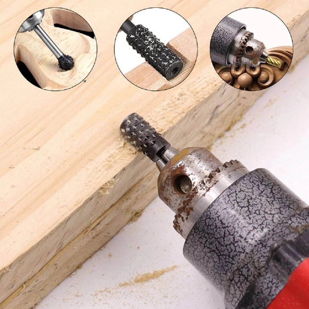 Trade Shop - Set 10 Mini Frese Raspe In Acciaio Per Lavorazione Rifinitura Legno Codolo 3 Mm -