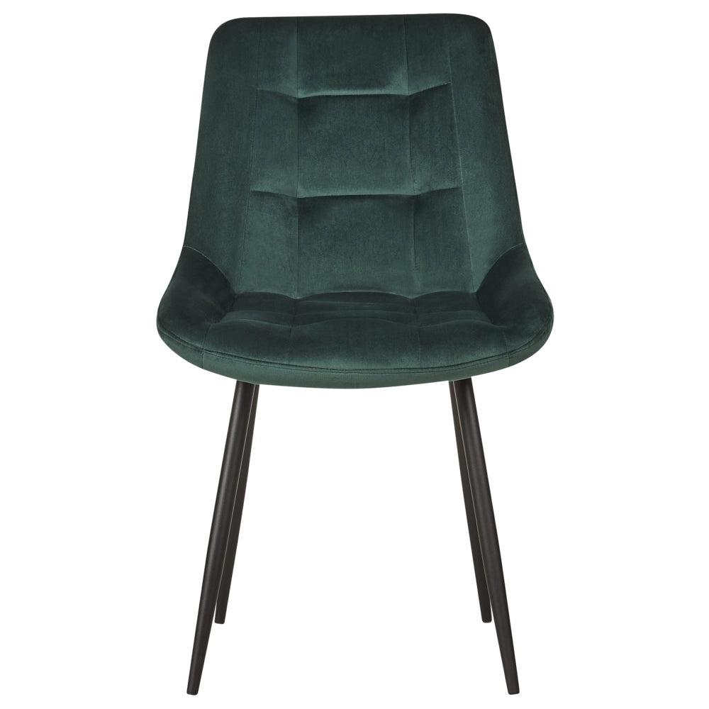 Set di 2 sedie da pranzo in velluto verde scuro gambe in acciaio Nero sedie moderne imbottite