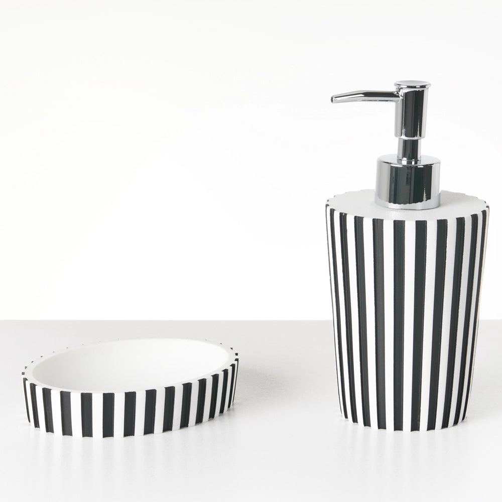 Set di accessori per il bagno Portasapone Dispenser di sapone Portaspazzolino Portaspazzolino nero e bianco
