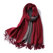 Sfondino imitativo di cashmere per donna, sciarpa e sciarpa multifunzionale, morbida e calda sciarpa, sciarpa a pennello doppia faccia e a due tonalità, adatta per viaggi invernali, 200 * 65 cm, stile Bourgognone