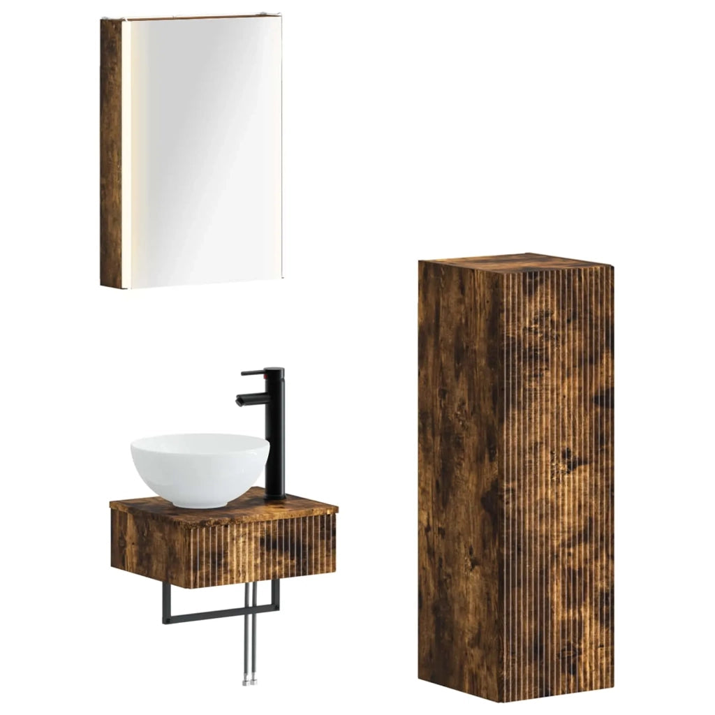 Set di Armadi da Bagno 4 pcs Rovere Fumo 43 x 11,5 x 60,5 cm 3407379